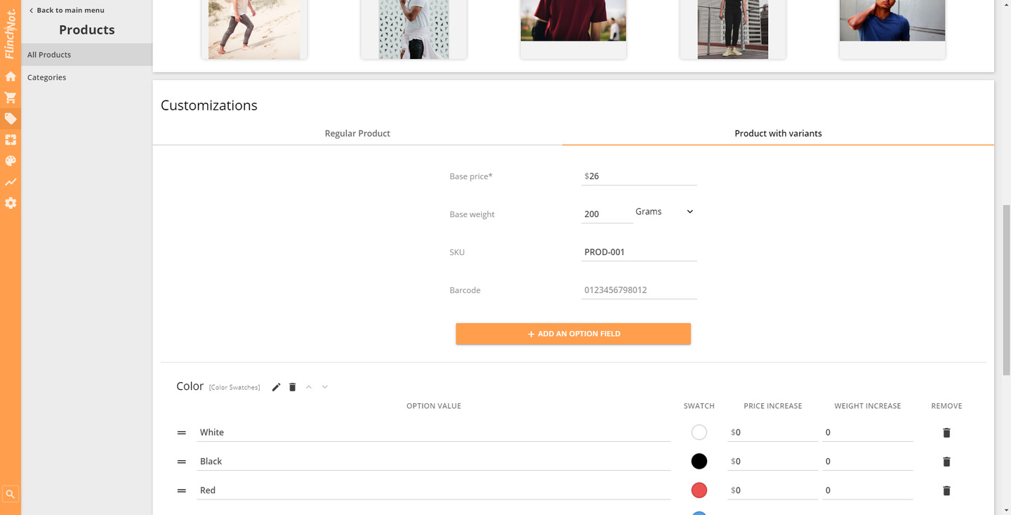 FlinchNot ecommerce CMS screenshot