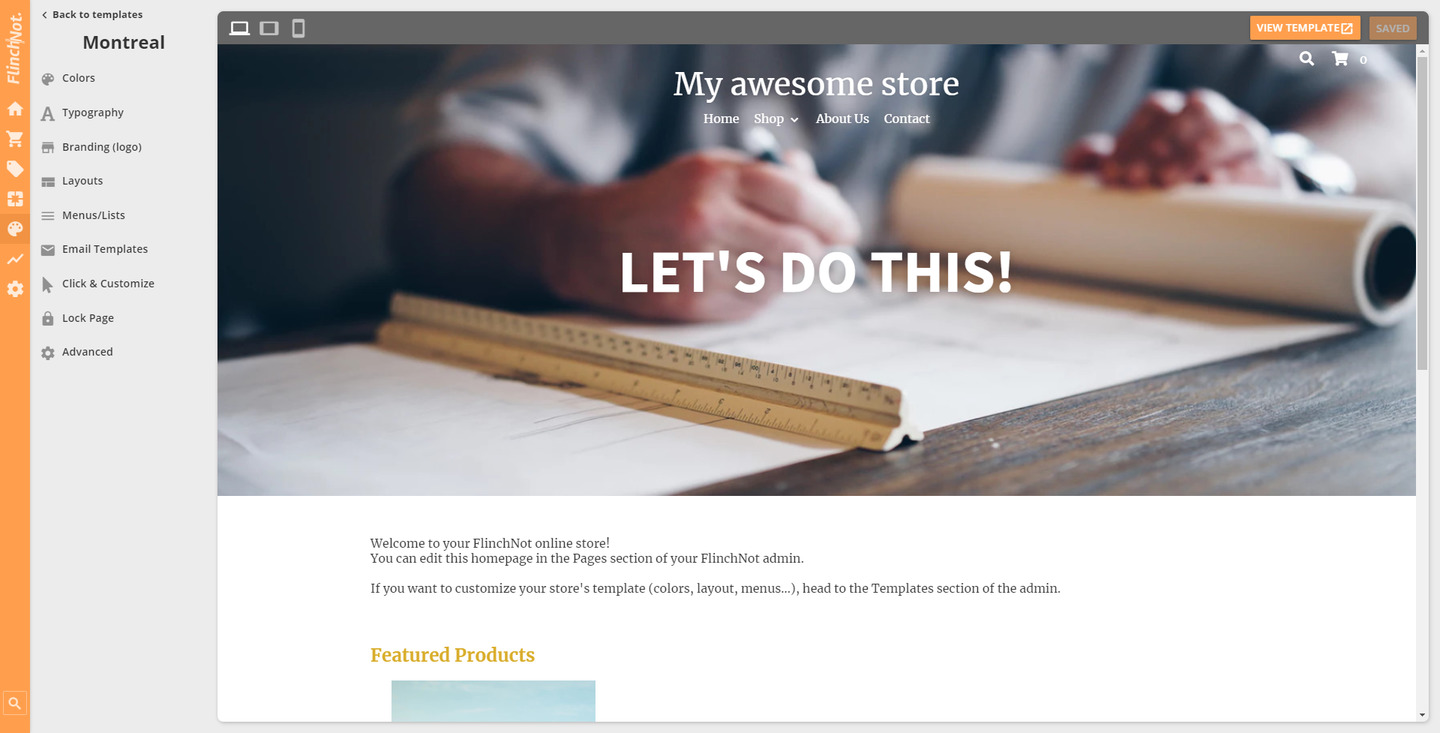 FlinchNot ecommerce CMS screenshot